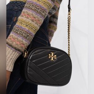 tory burch Black Quilted Crossbody Bag